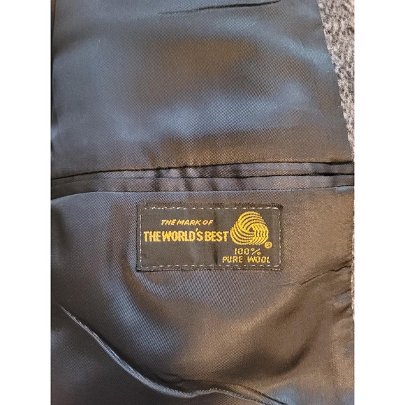 Vintage Adams Row by Richman Blue Herringbone 100% wool 48R Suit Jacket - Picture 4 of 7